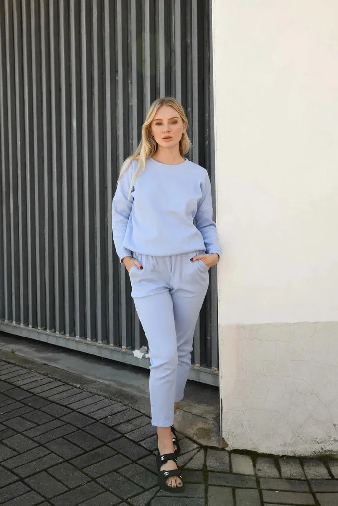 Zaza Ribbed Cotton Lounge Set Periwinkle