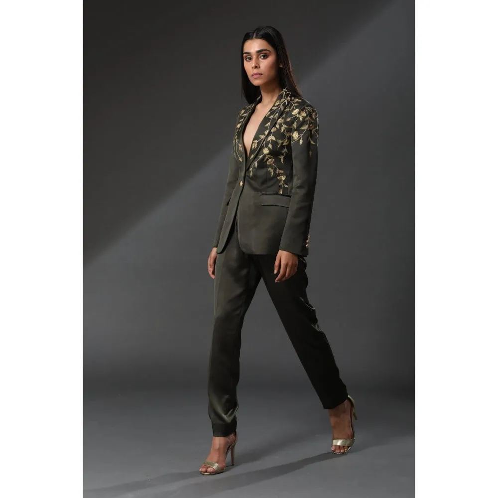 Zeefaa Midnight French Floral Blazer