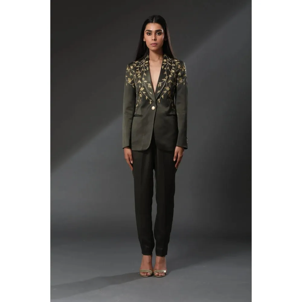 Zeefaa Midnight French Floral Blazer