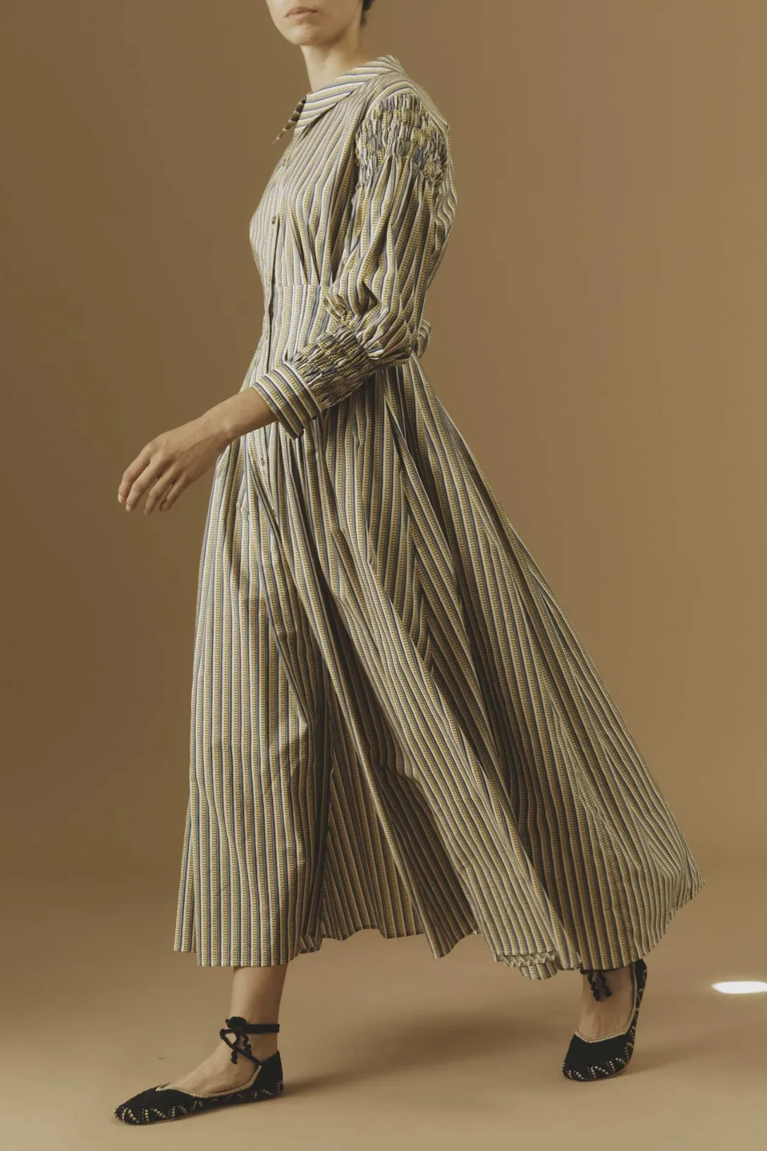 Zoe Long Dress | Caviar Stripes